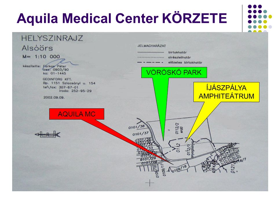 Aquila Medical Center KÖRZETE VÖRÖSKŐ PARK ÍJÁSZPÁLYA AMPHITEÁTRUM AQUILA MC