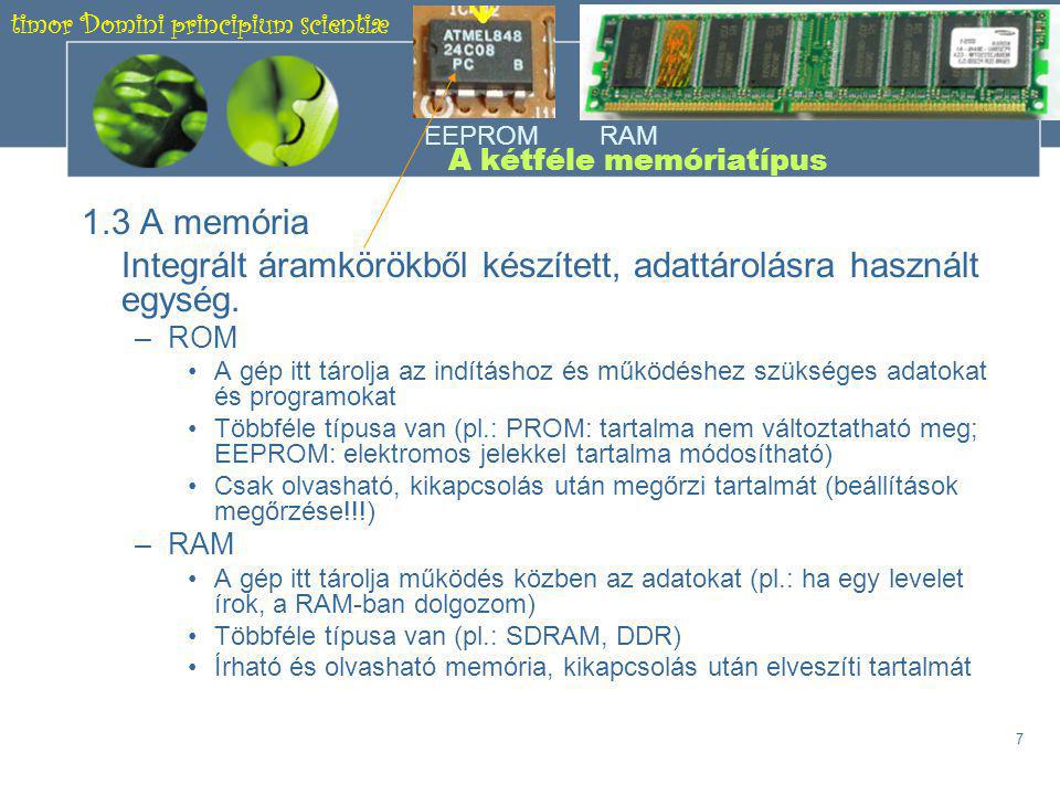 timor Domini principium scientiæ 6 ÉRDEKESSÉG •Az órajel a PC munkaüteme, megaherztben (MHz) illetve gigaherztben (GHz) mérik.
