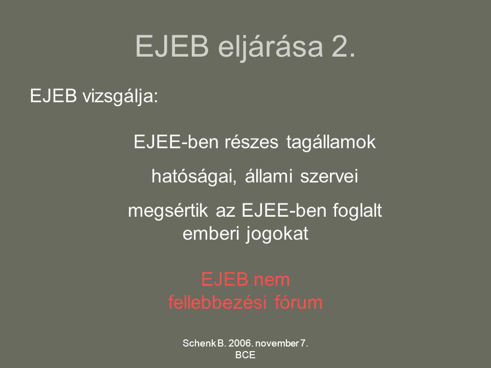 Schenk B november 7. BCE EJEB eljárása 2.