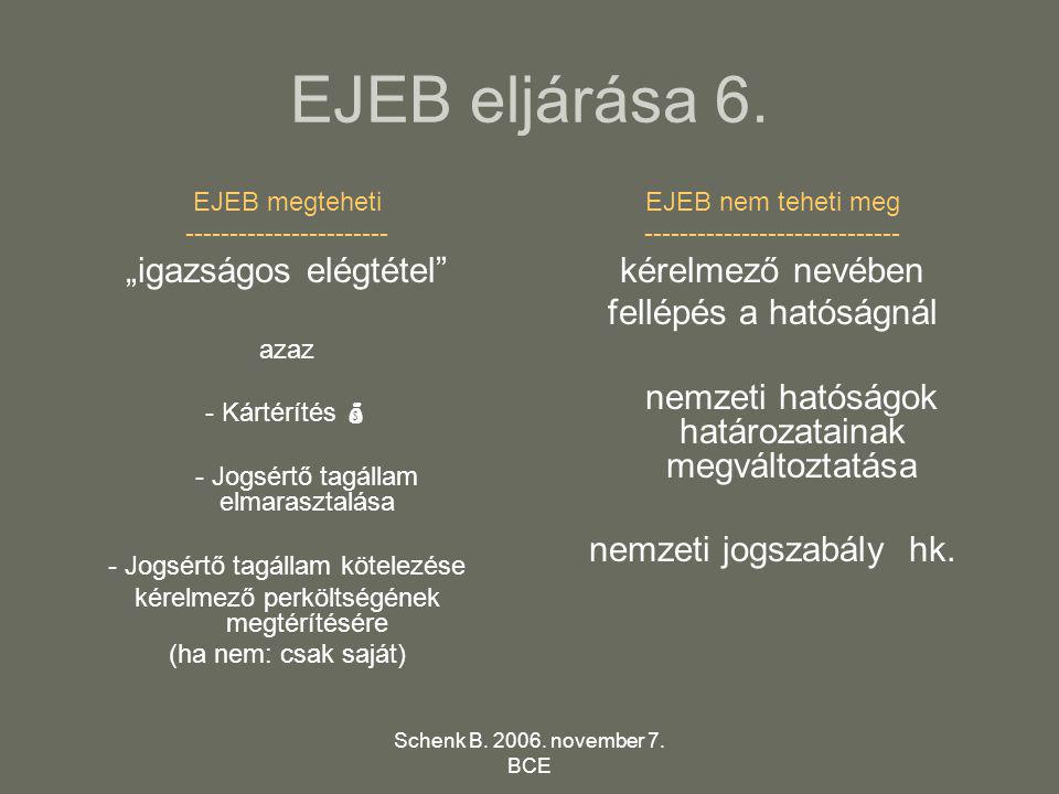 Schenk B november 7. BCE EJEB eljárása 6.
