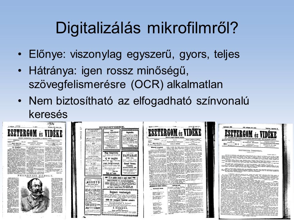 Digitalizálás mikrofilmről.