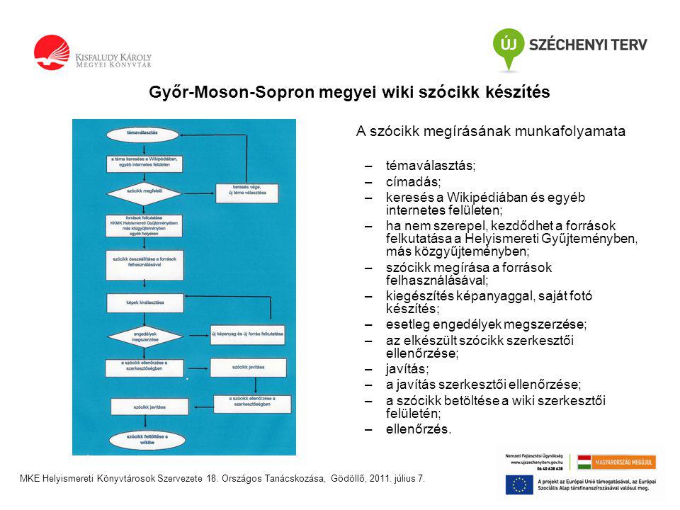 Győr-Moson-Sopron megyei wiki szócikk készítés MKE Helyismereti Könyvtárosok Szervezete 18.