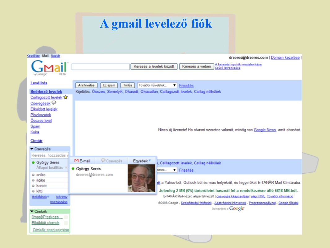 A gmail levelező fiók