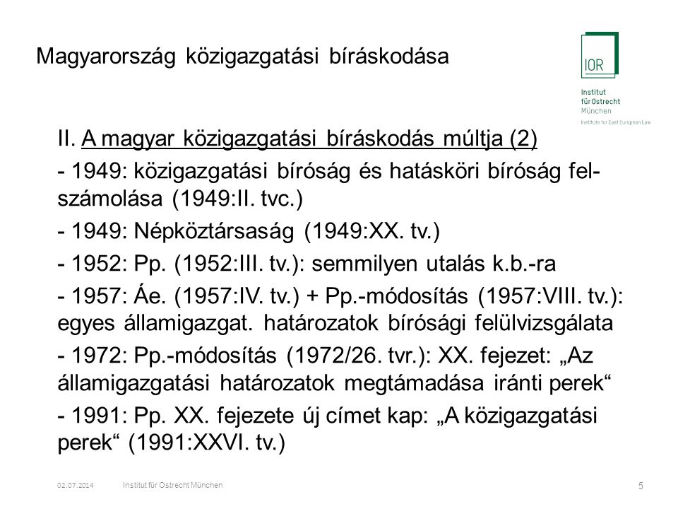 Magyarország közigazgatási bíráskodása II.