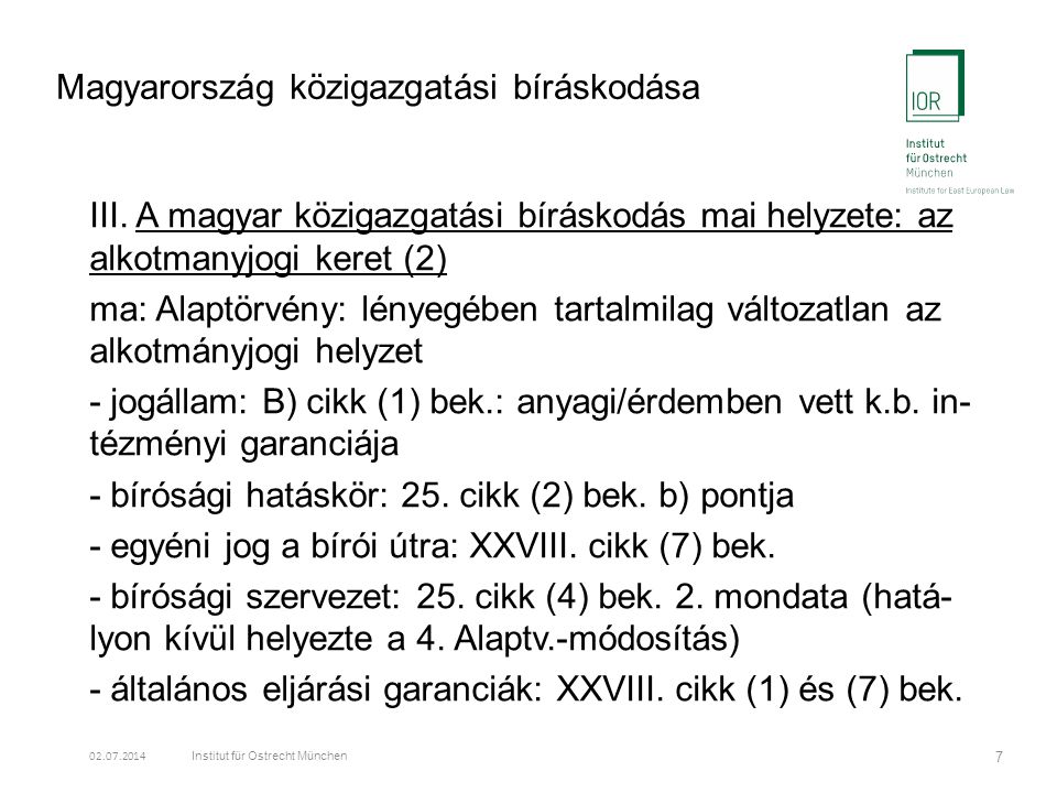Magyarország közigazgatási bíráskodása III.