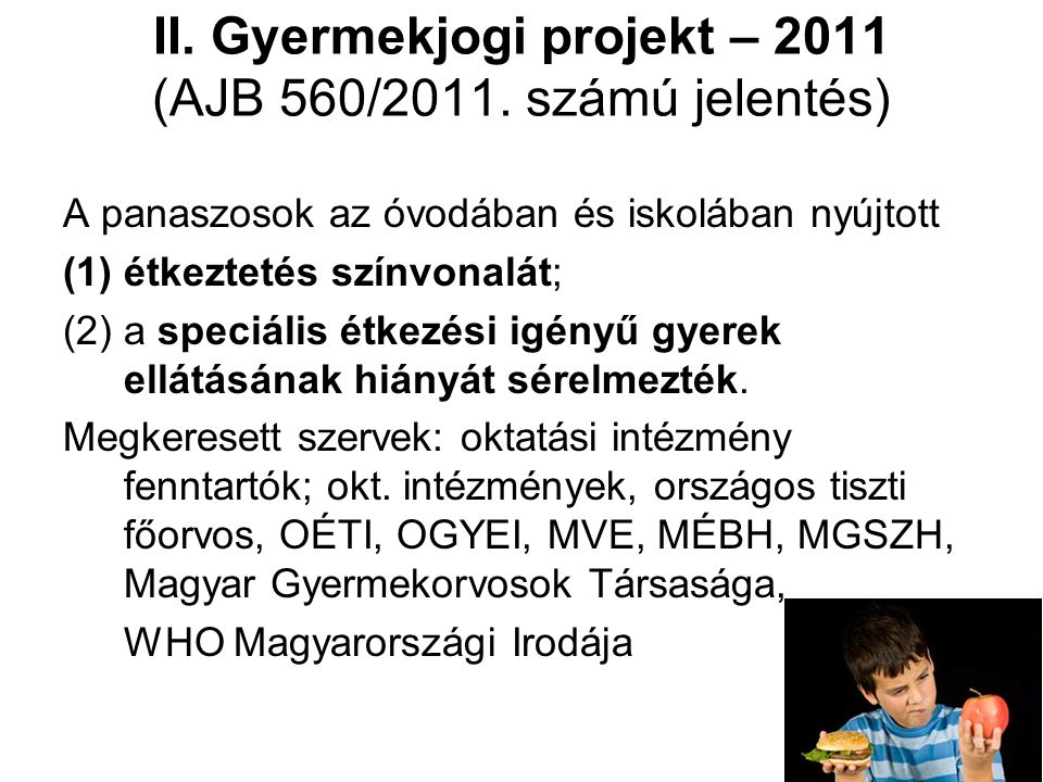 II. Gyermekjogi projekt – 2011 (AJB 560/2011.