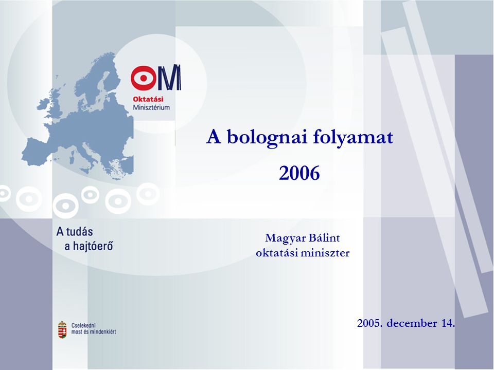A bolognai folyamat 2006 Magyar Bálint oktatási miniszter december 14.