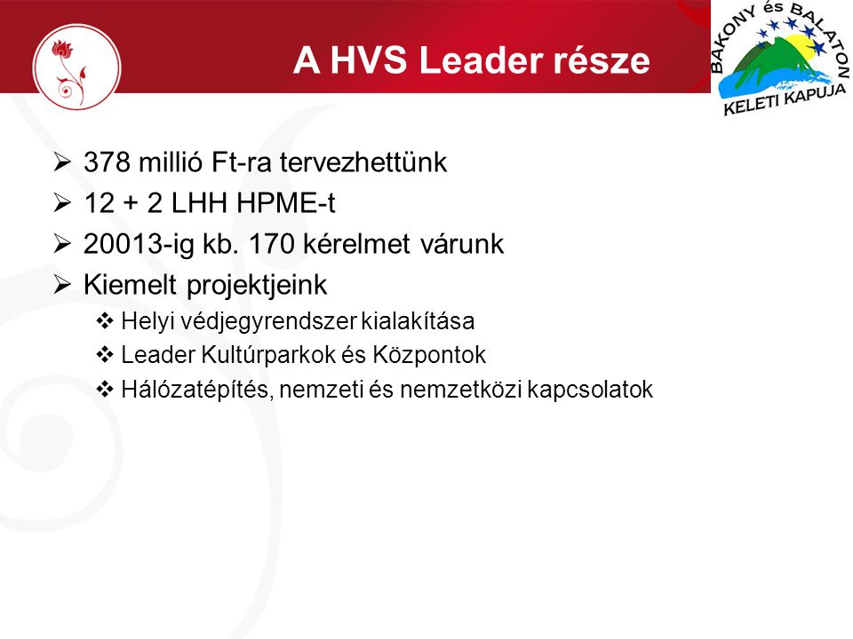 A HVS Leader része  378 millió Ft-ra tervezhettünk  LHH HPME-t  ig kb.