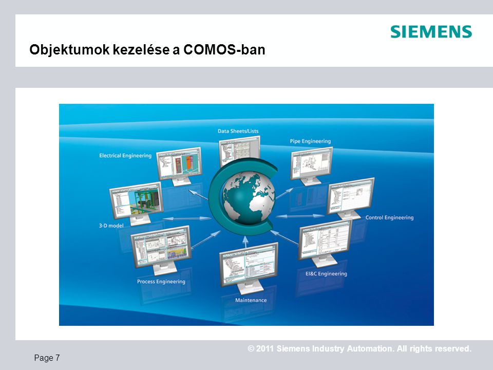 © 2011 Siemens Industry Automation. All rights reserved. Objektumok kezelése a COMOS-ban Page 7
