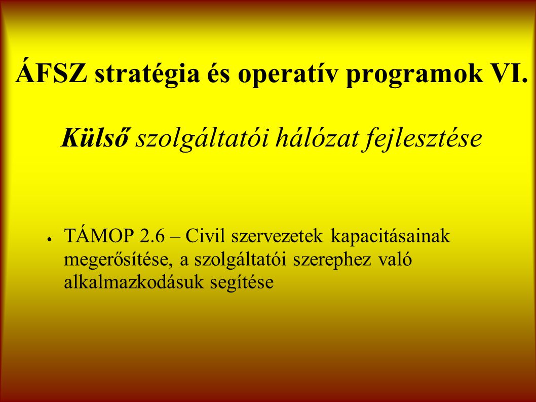 ÁFSZ stratégia és operatív programok VI.