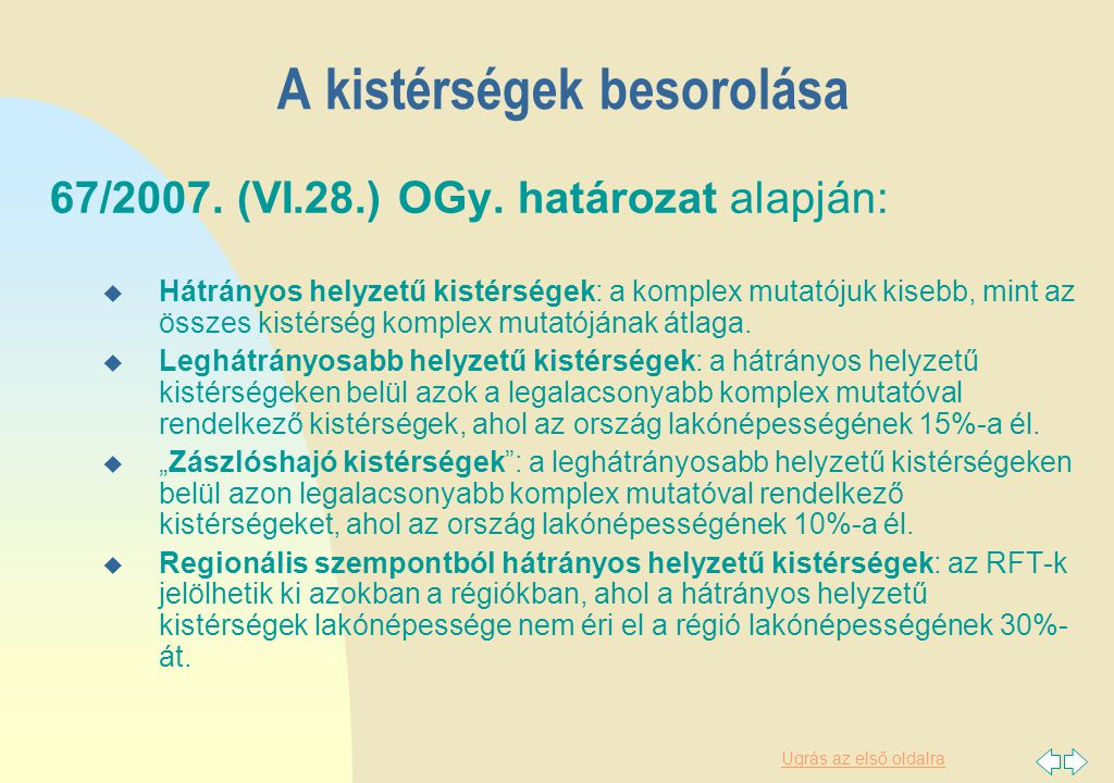 A kistérségek besorolása 67/2007. (VI.28.) OGy.