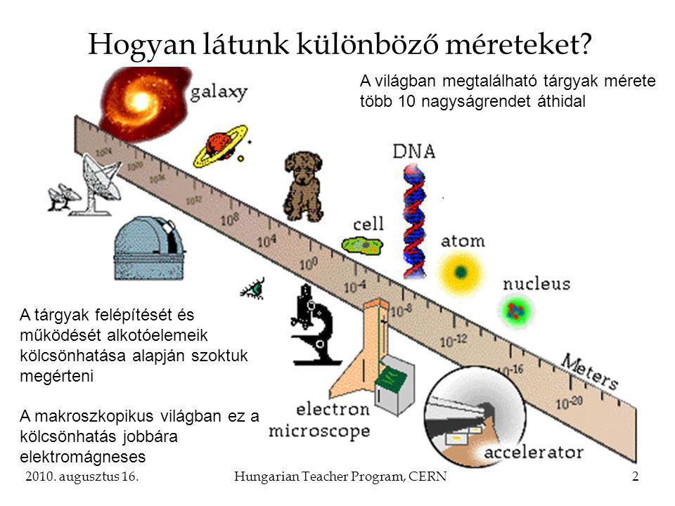 2010. augusztus 16.Hungarian Teacher Program, CERN2 Hogyan látunk különböző méreteket.