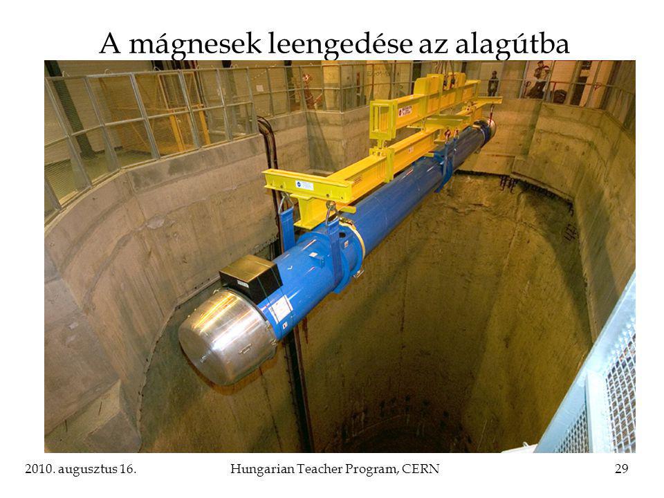 2010. augusztus 16.Hungarian Teacher Program, CERN29 A mágnesek leengedése az alagútba