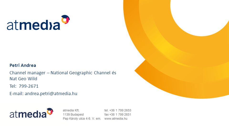Petri Andrea Channel manager – National Geographic Channel és Nat Geo Wild Tel: