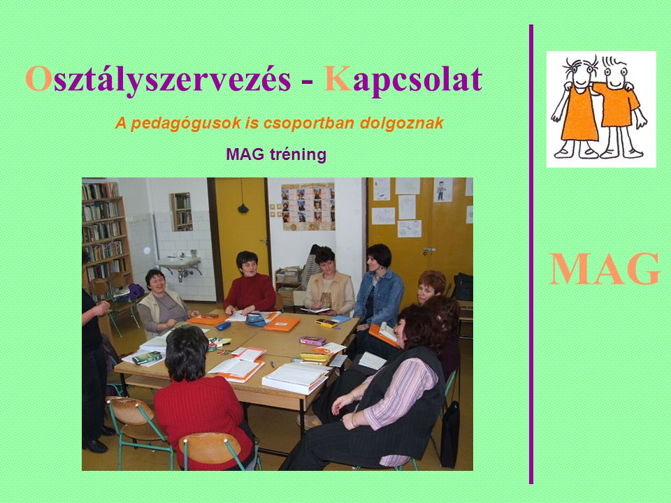 MAG Osztályszervezés - Kapcsolat A pedagógusok is csoportban dolgoznak MAG tréning