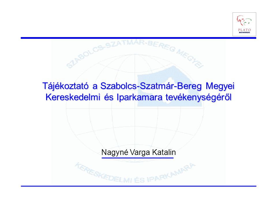 Tájékoztató a Szabolcs-Szatmár-Bereg Megyei Kereskedelmi és Iparkamara tevékenységéről Nagyné Varga Katalin