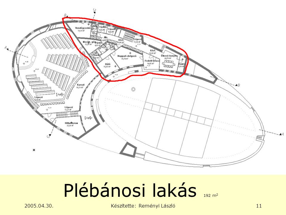 Készítette: Reményi László11 Plébánosi lakás 192 m 2