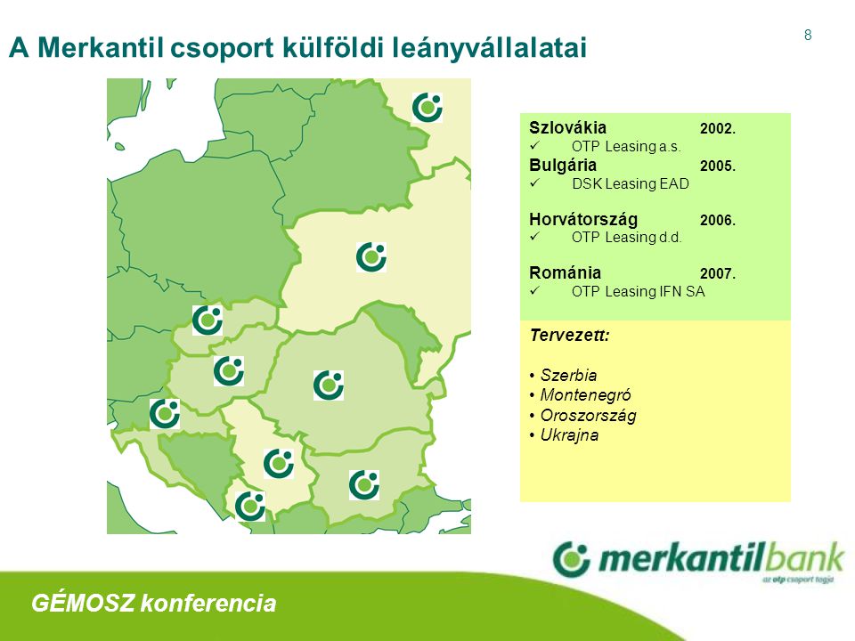 8 A Merkantil csoport külföldi leányvállalatai GÉMOSZ konferencia Szlovákia 2002.