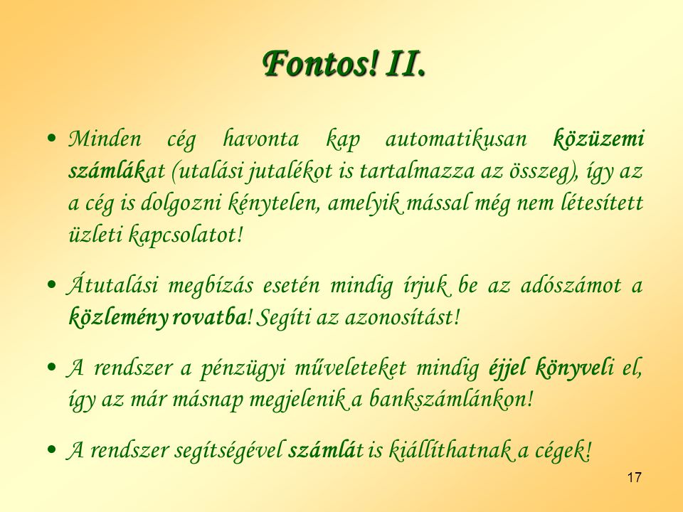 17 Fontos. II.