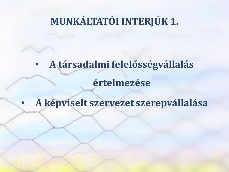 SZEREP TANMŰHELY MUNKÁLTATÓI INTERJÚK 1.