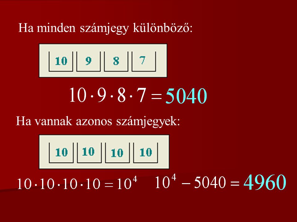 4. feladat Régen Magyarországon a rendszámtáblák 2 betűből és 4 számjegyből álltak.