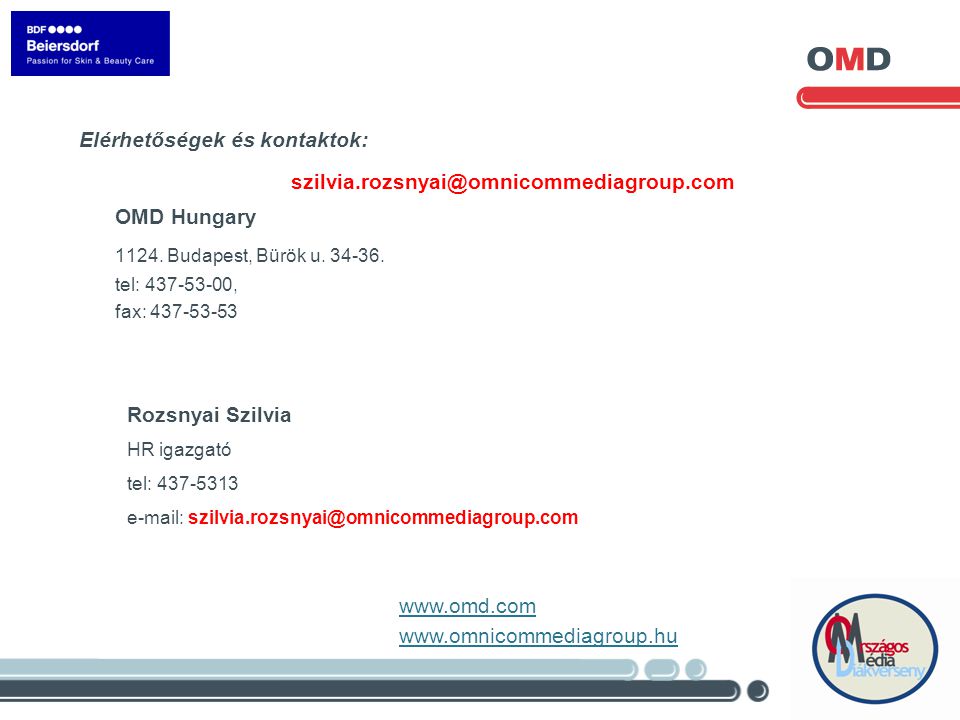 Elérhetőségek és kontaktok: OMD Hungary 1124.