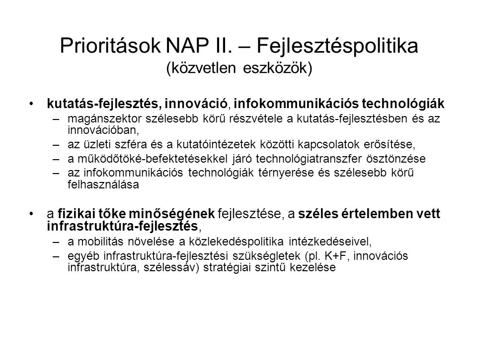 Prioritások NAP II.