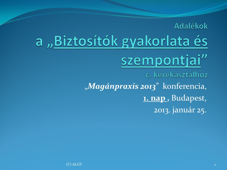 „Magánpraxis 2013 konferencia, 1. nap, Budapest, január 25. (C) ALGY1