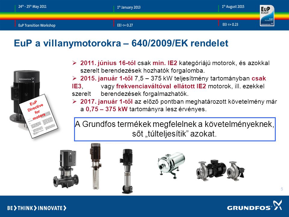 5 EuP a villanymotorokra – 640/2009/EK rendelet EuP Directive for motors  2011.