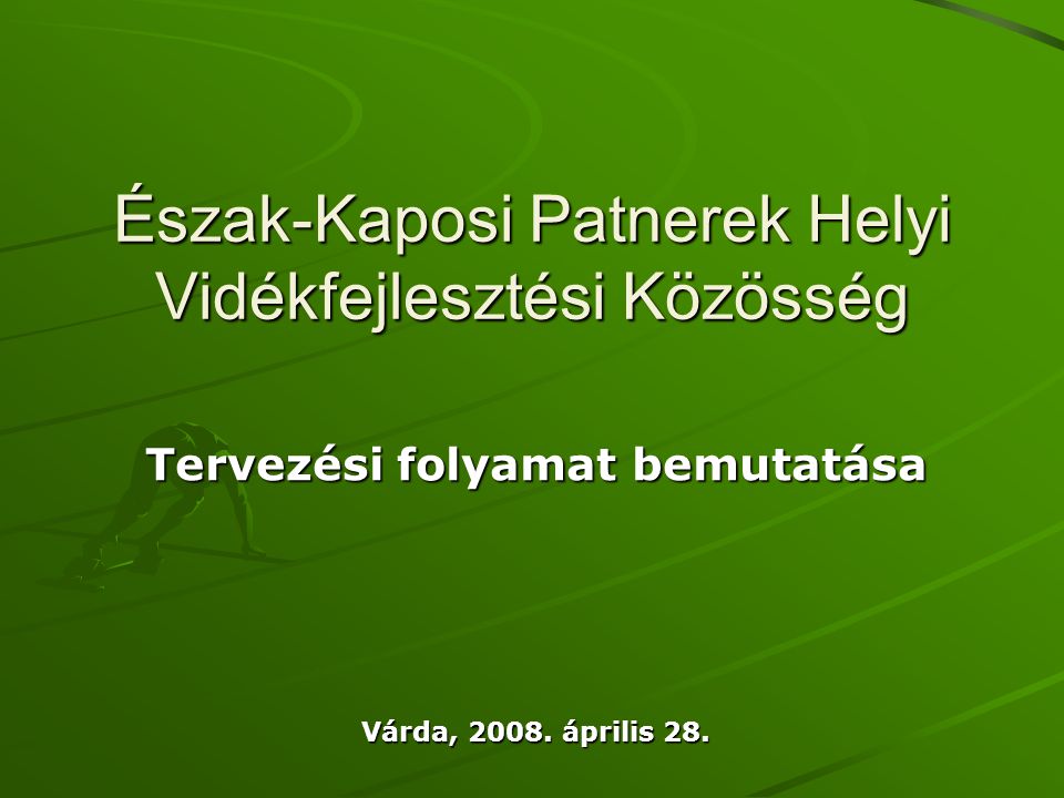 Észak-Kaposi Patnerek Helyi Vidékfejlesztési Közösség Tervezési folyamat bemutatása Várda, 2008.