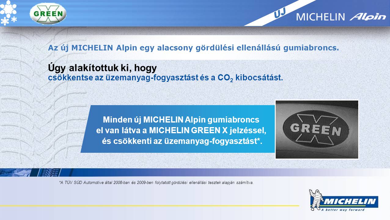 ÚJ Az új MICHELIN Alpin egy alacsony gördülési ellenállású gumiabroncs.