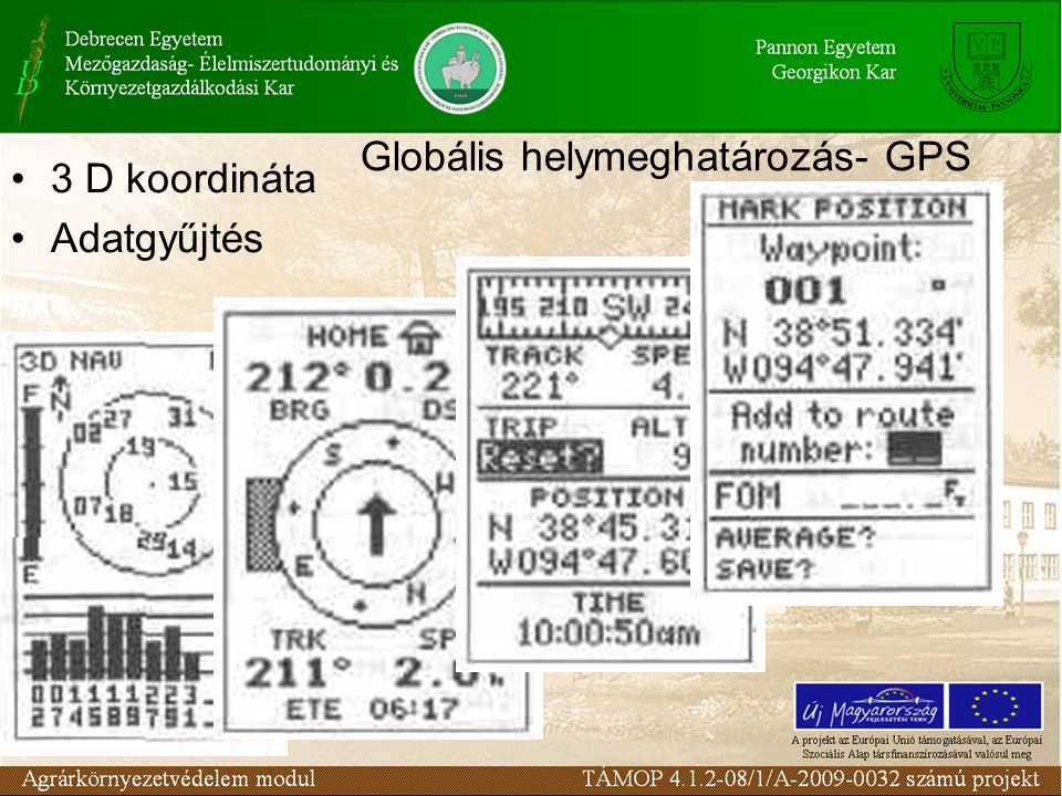 Globális helymeghatározás- GPS 3 D koordináta Adatgyűjtés