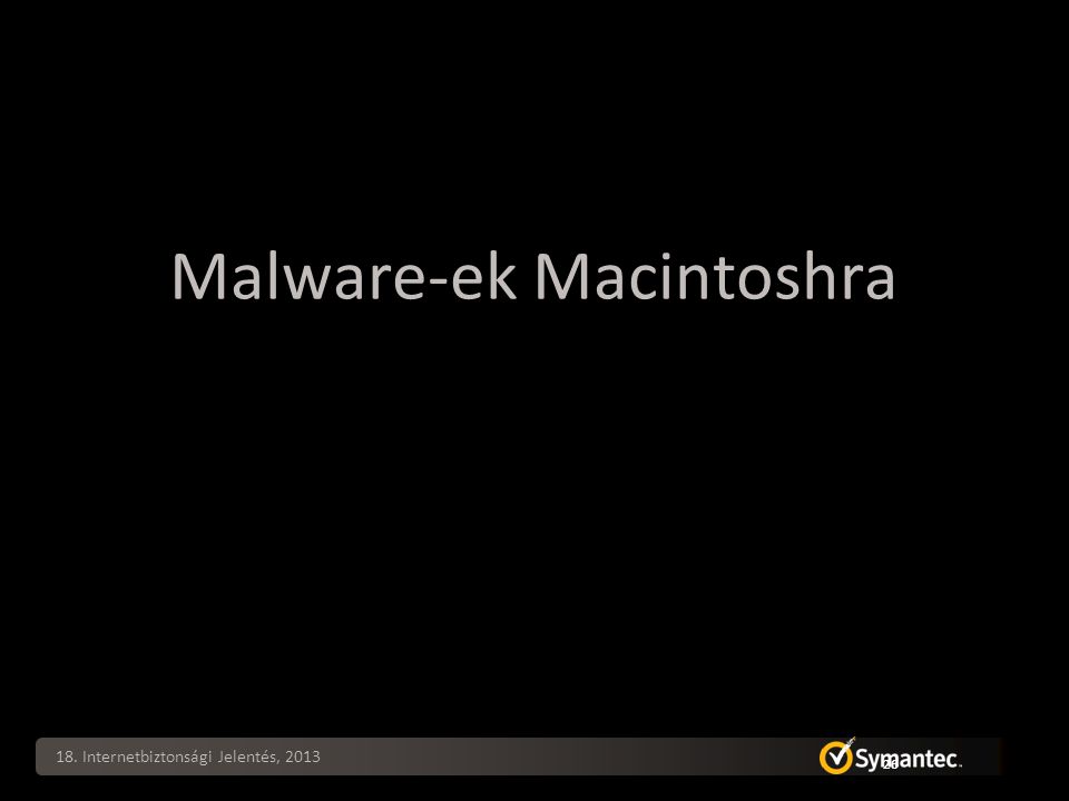 Malware-ek Macintoshra 18. Internetbiztonsági Jelentés,