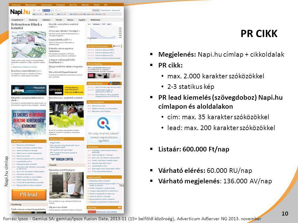 PR CIKK  Megjelenés: Napi.hu címlap + cikkoldalak  PR cikk: max.