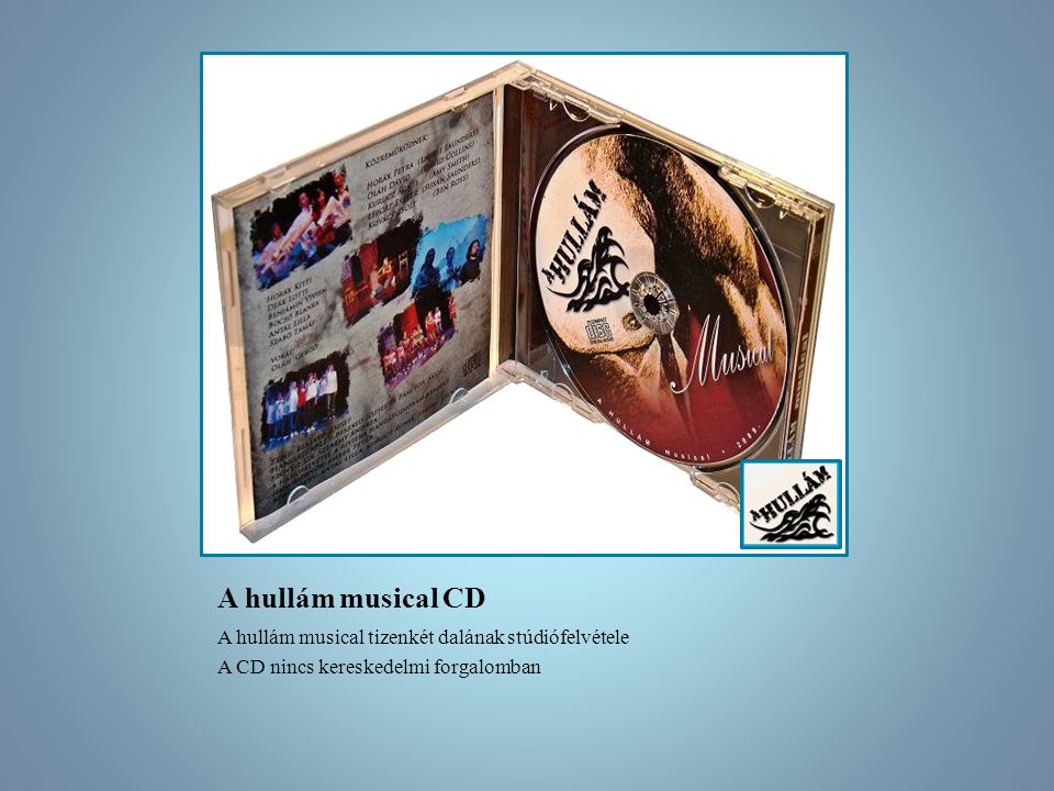 A hullám musical CD A hullám musical tizenkét dalának stúdiófelvétele A CD nincs kereskedelmi forgalomban