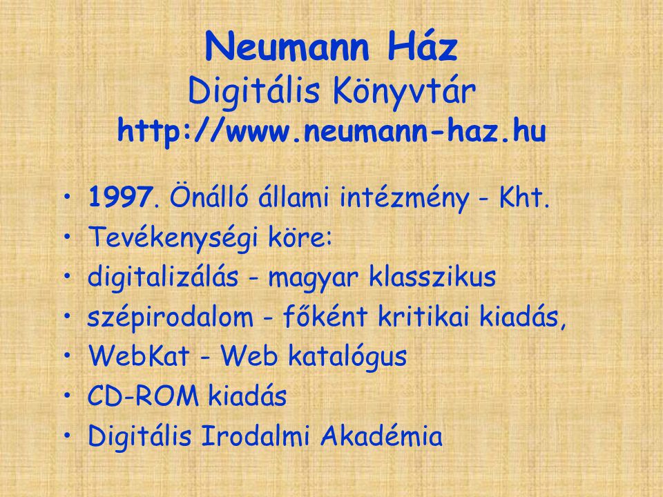 Neumann Ház Digitális Könyvtár