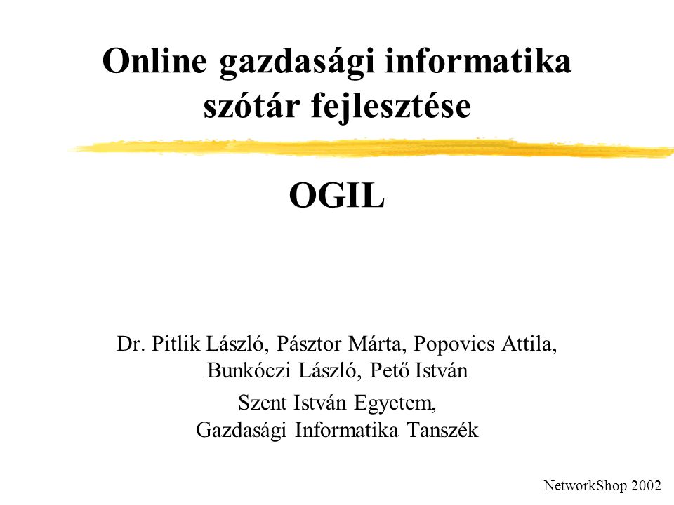 Online gazdasági informatika szótár fejlesztése OGIL Dr.