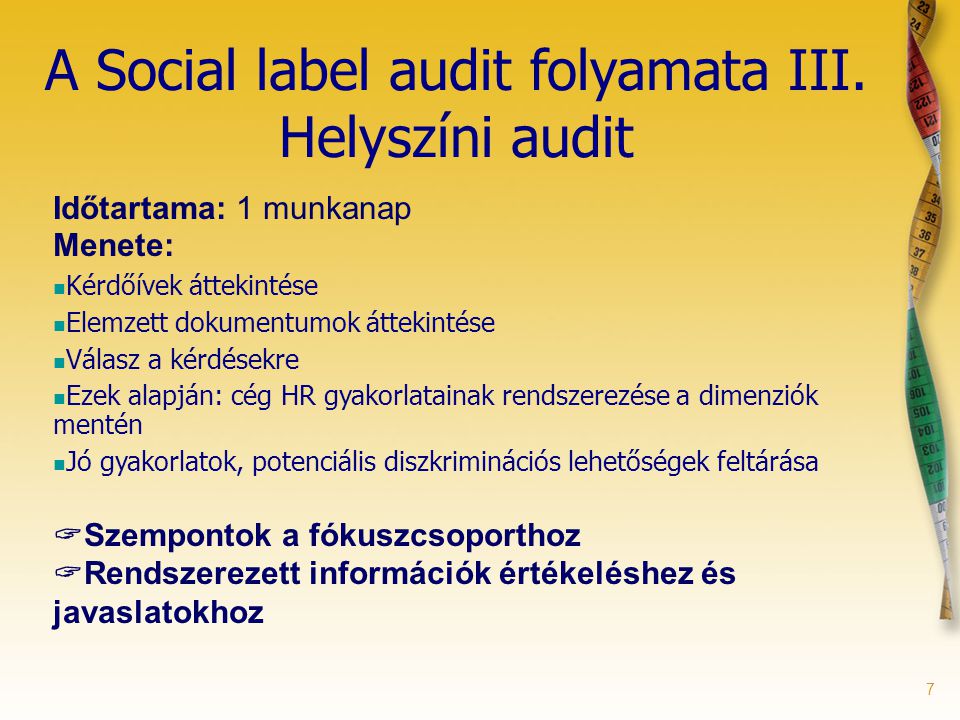 7 A Social label audit folyamata III.