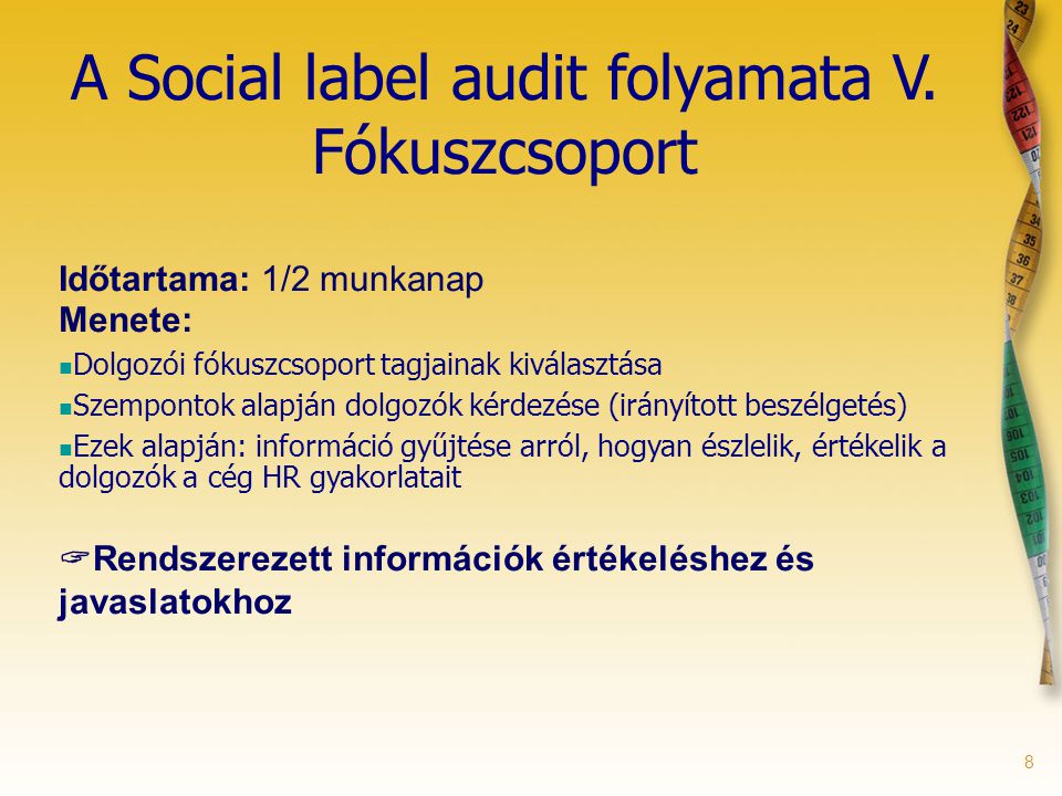 8 A Social label audit folyamata V.