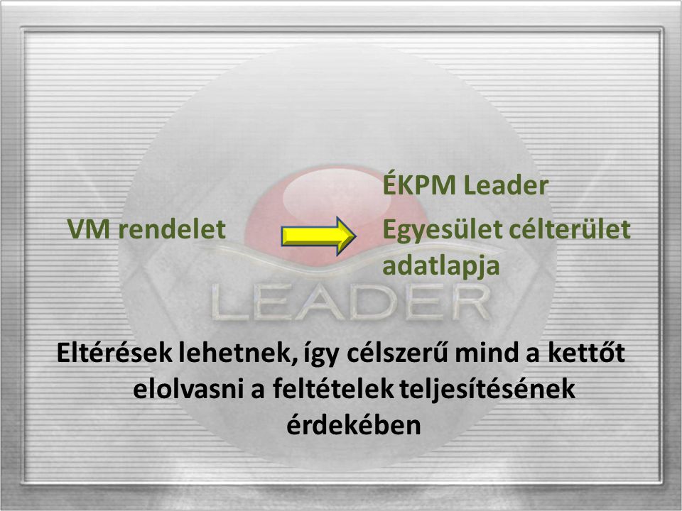 ÉKPM Leader VM rendeletEgyesület célterület adatlapja Eltérések lehetnek, így célszerű mind a kettőt elolvasni a feltételek teljesítésének érdekében