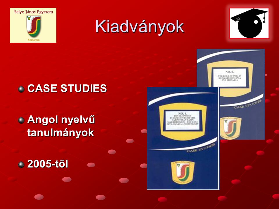 Kiadványok CASE STUDIES Angol nyelvű tanulmányok 2005-től