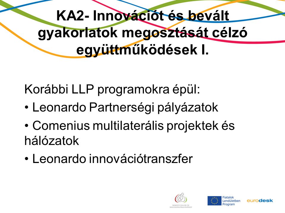 KA2-  Innovációt és bevált gyakorlatok megosztását célzó együttműködések I.