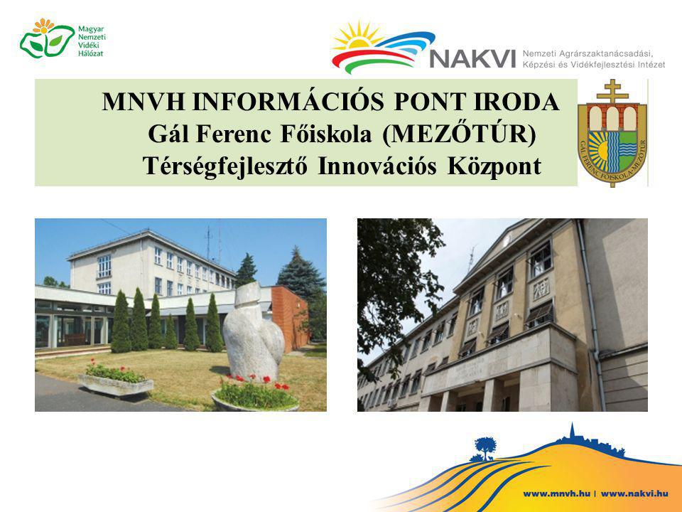 MNVH INFORMÁCIÓS PONT IRODA Gál Ferenc Főiskola (MEZŐTÚR) Térségfejlesztő Innovációs Központ