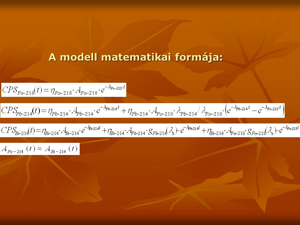 A modell matematikai formája: