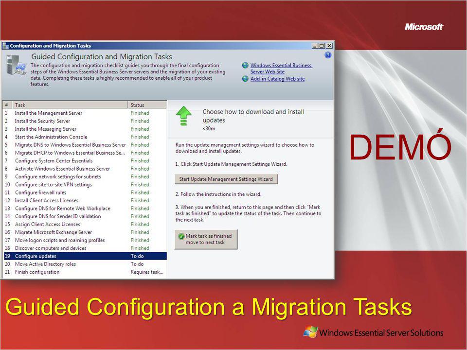DEMÓ Guided Configuration a Migration Tasks