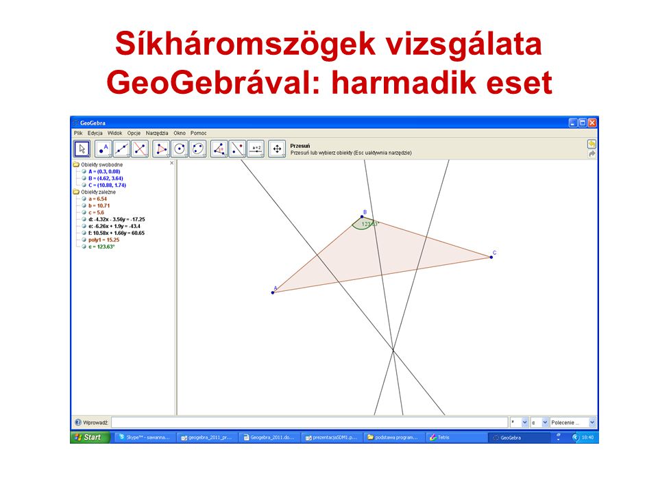 Síkháromszögek vizsgálata GeoGebrával: harmadik eset