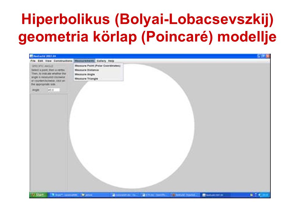 Hiperbolikus (Bolyai-Lobacsevszkij) geometria körlap (Poincaré) modellje