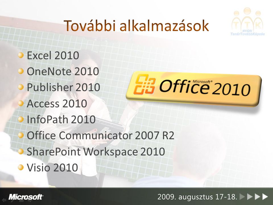 Excel 2010 OneNote 2010 Publisher 2010 Access 2010 InfoPath 2010 Office Communicator 2007 R2 SharePoint Workspace 2010 Visio 2010