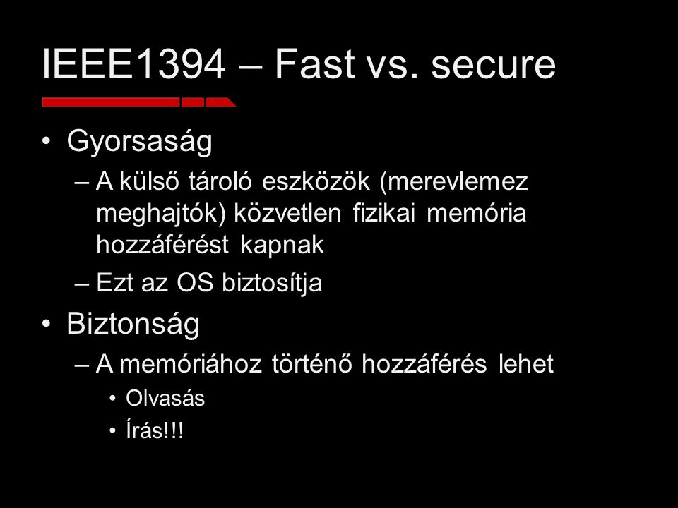 IEEE1394 – Fast vs.