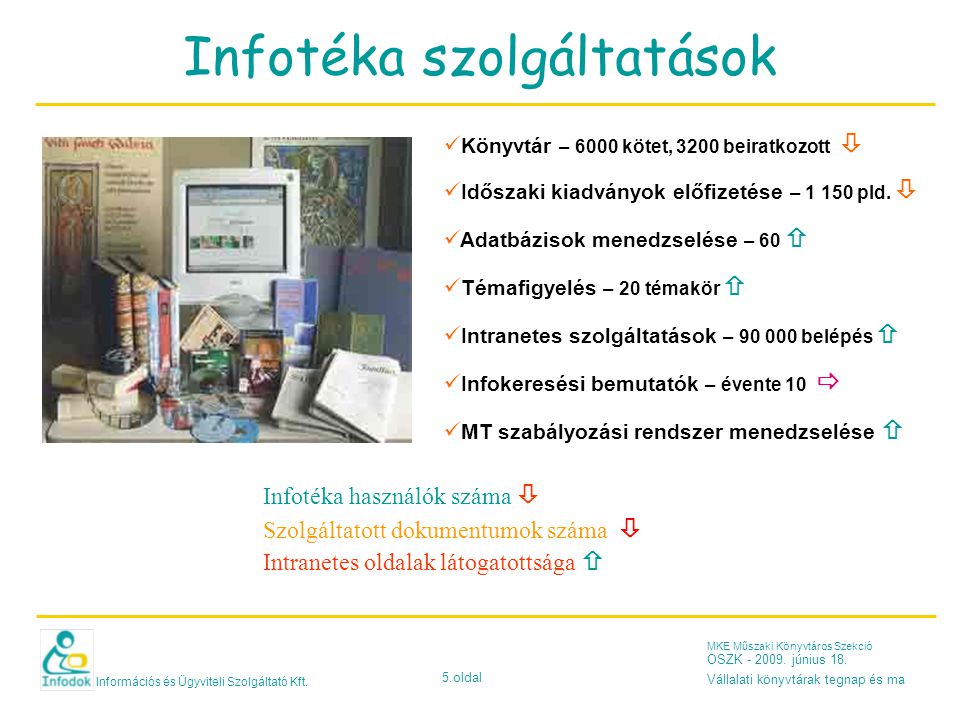 Információs és Ügyviteli Szolgáltató Kft. 5.oldal MKE Műszaki Könyvtáros Szekció OSZK